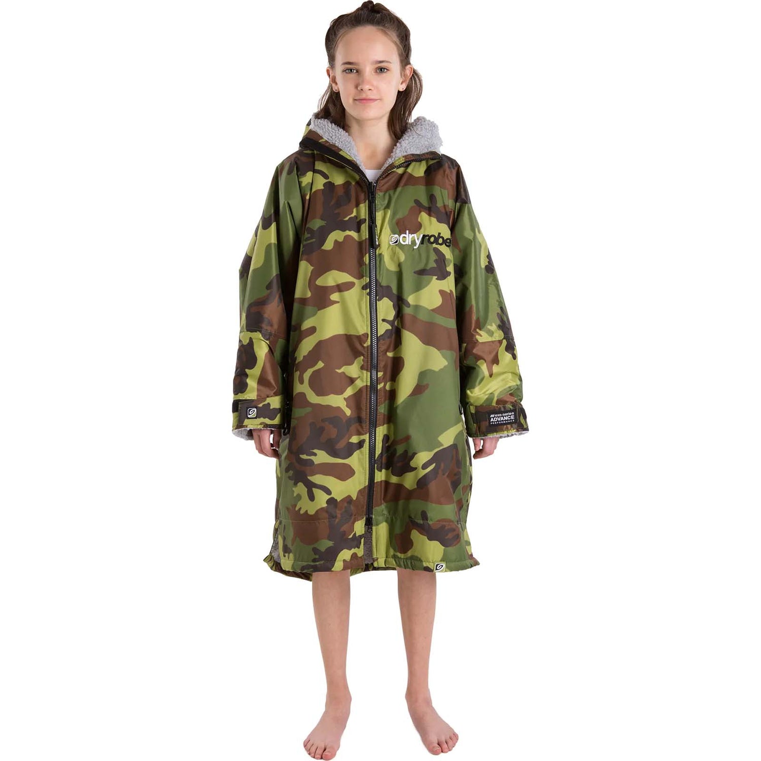 Dryrobe Advance Kids Long Sleeve Changing Robe - Camo/Grey