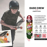 Rad Checkers 2 Dude Crew Complete Skateboard - Black/White 7.75''