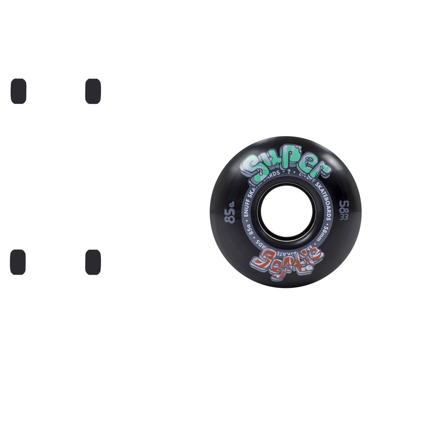 Enuff Super Softies Skateboard Wheels - Black 58mm
