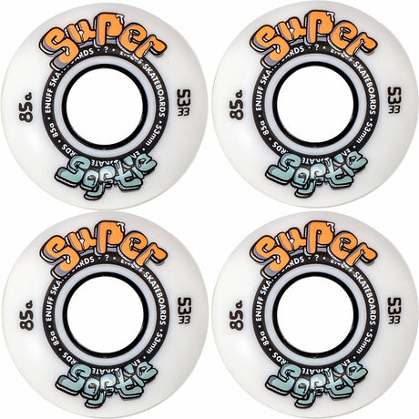 Enuff Super Softies Skateboard Wheels - White 53mm
