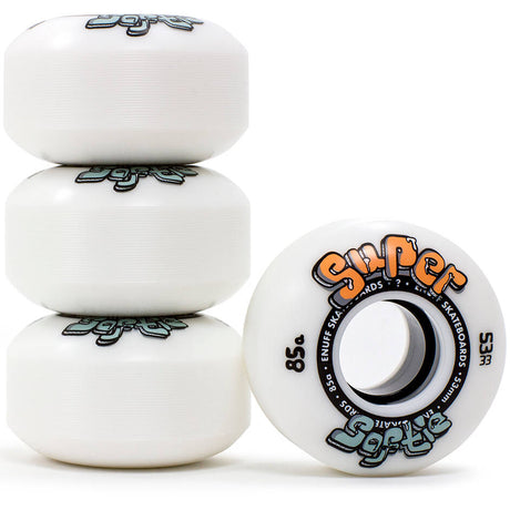 Enuff Super Softies Skateboard Wheels - White 53mm
