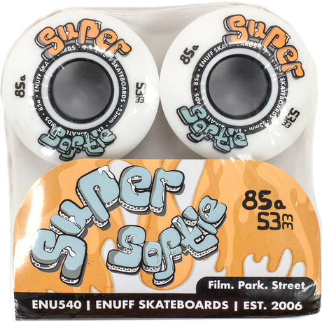Enuff Super Softies Skateboard Wheels - White 53mm