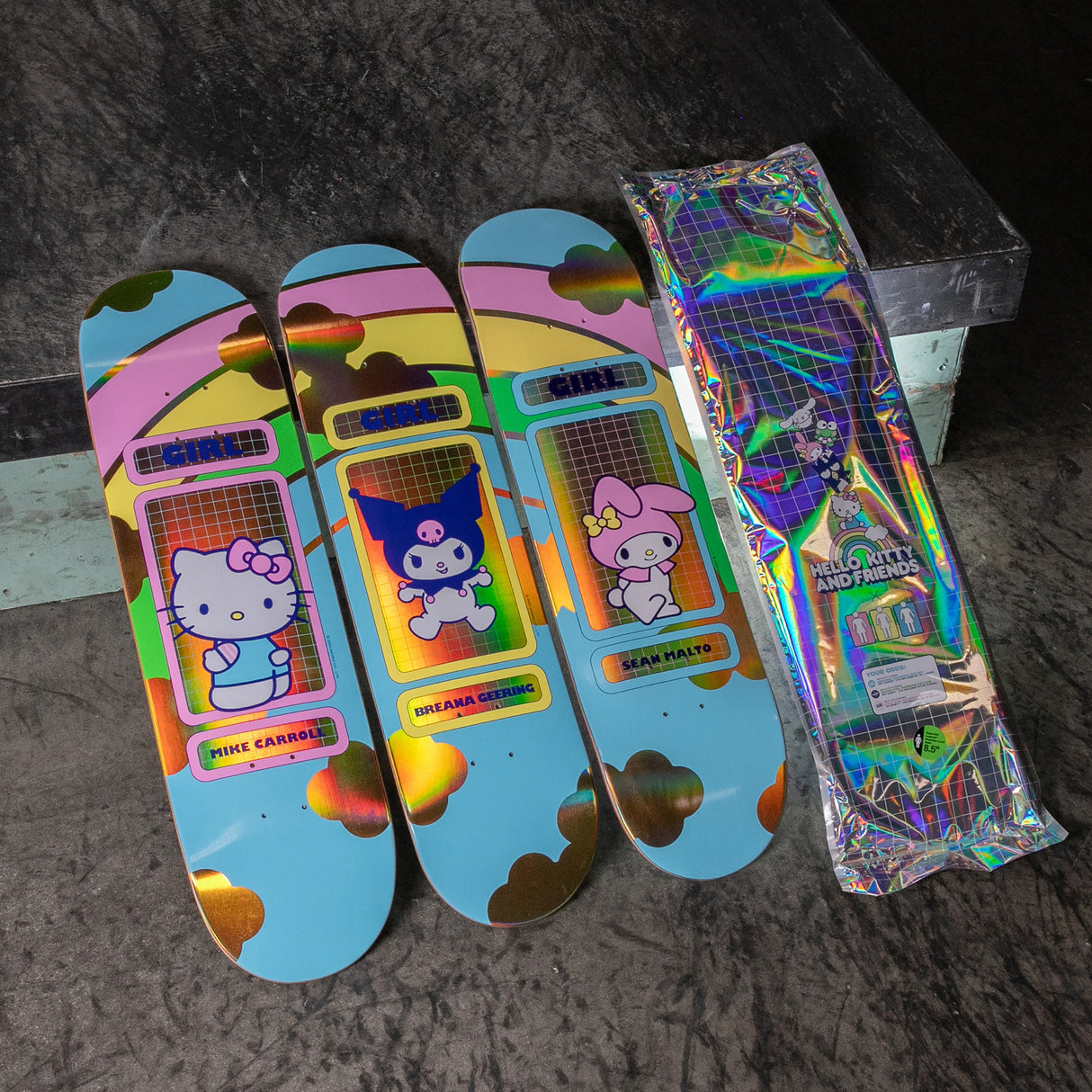 Girl Hello Kitty Rainbow Skateboard Deck - Malto 8.25"