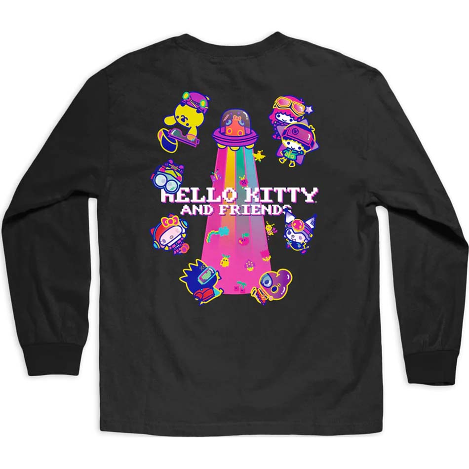 Girl Kawaii Arcade Friends Long Sleeve T Shirt - Black