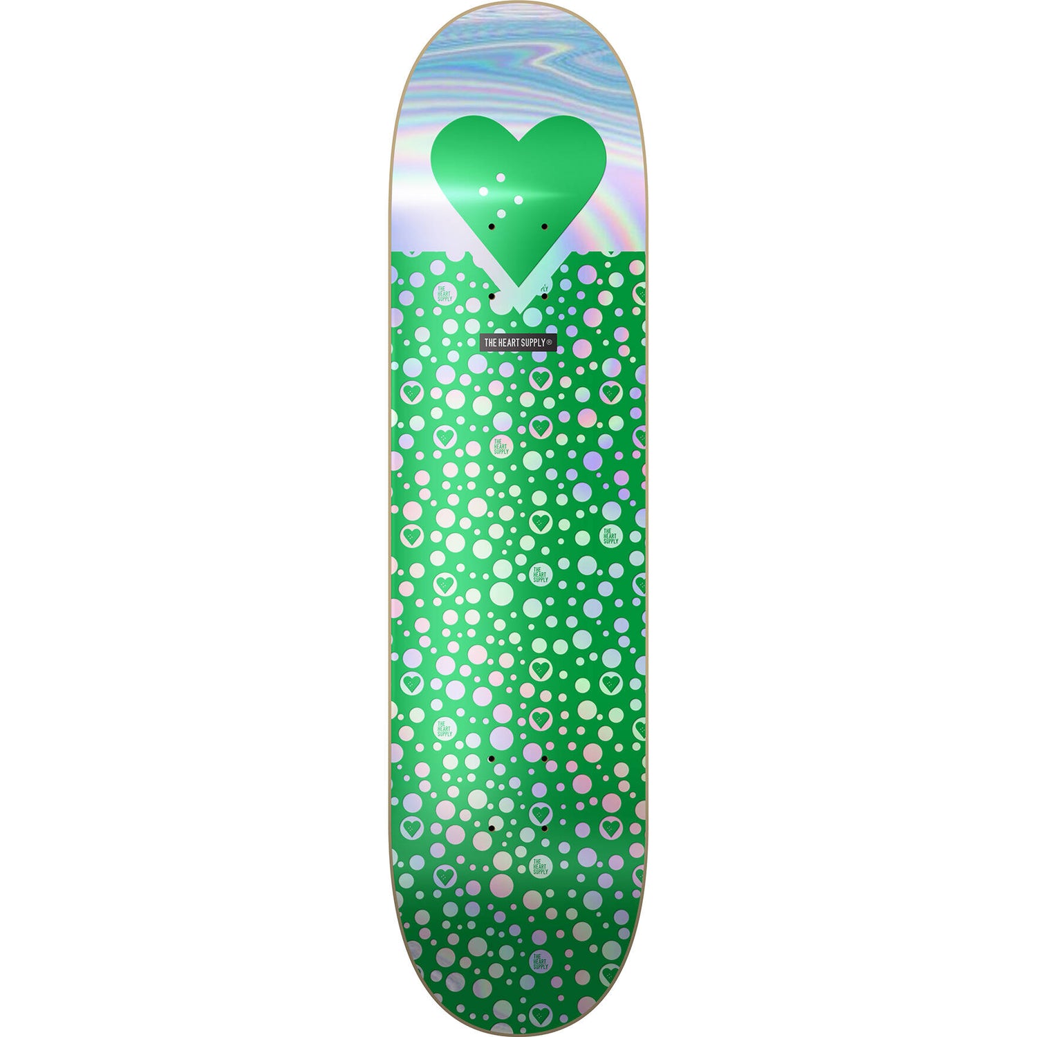 The Heart Supply Foil Logo Skateboard Deck - Green Polkahearts 8''