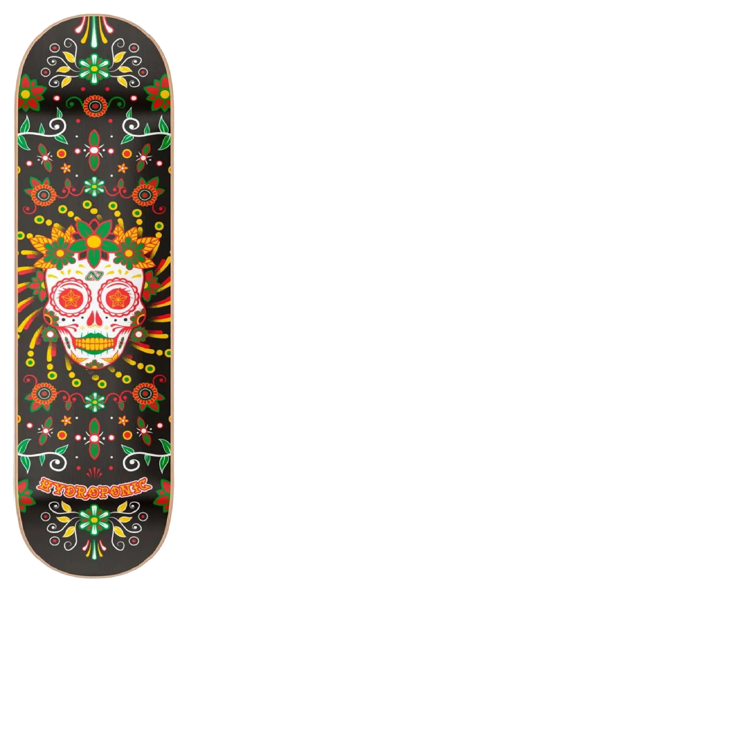 Hydroponic Mexican Skull 2.0 Skateboard Deck - Black Catrina 8.25"