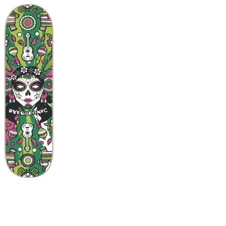Hydroponic Mexican Skull 2.0 Skateboard Deck - Green Catrina 8"