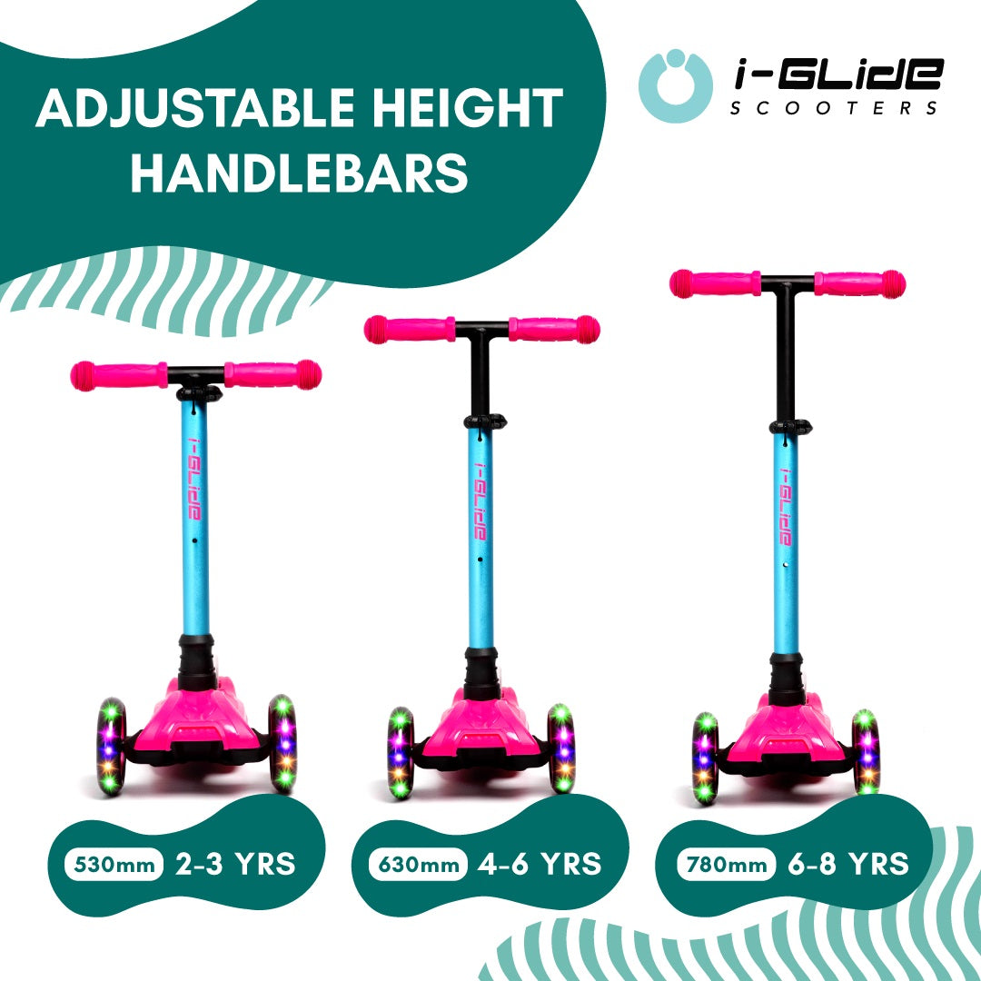 I-Glide 3-Wheel Kids Scooter - Pink/Aqua