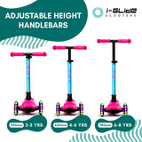 I-Glide 3-Wheel Kids Scooter - Pink/Aqua
