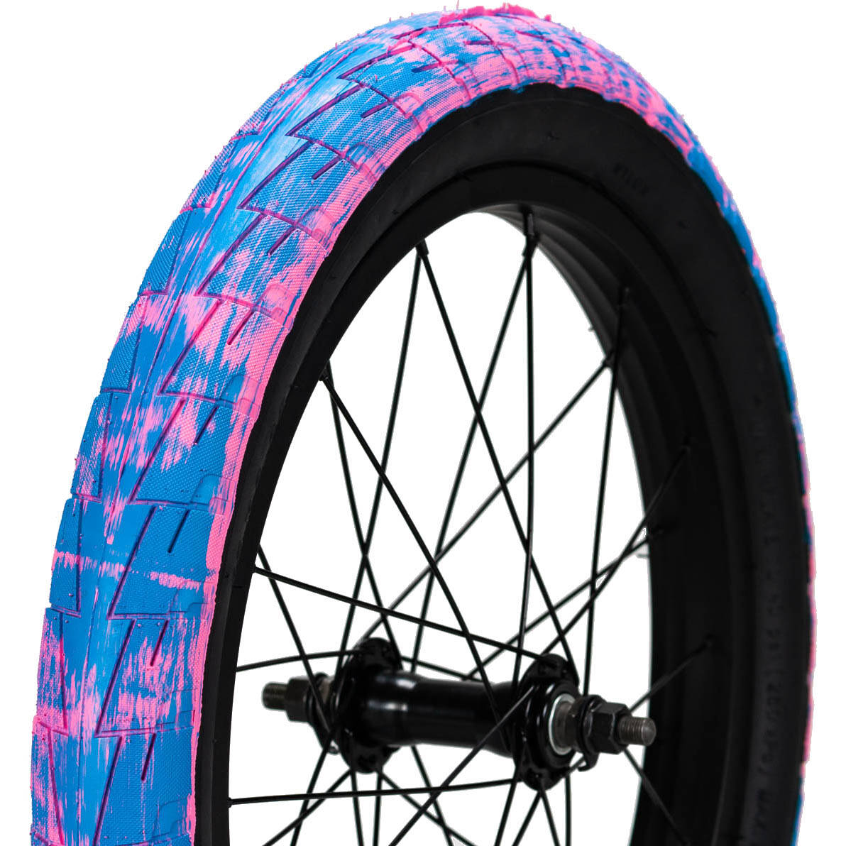 Mafiabike LC 18'' BMX Tyres (Pair) - Pink/Blue Marble/Blackwall