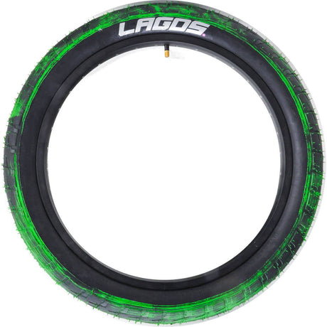 Mafiabike LC 20" BMX Tyres (Pair) - Green/Black Marble/Blackwall