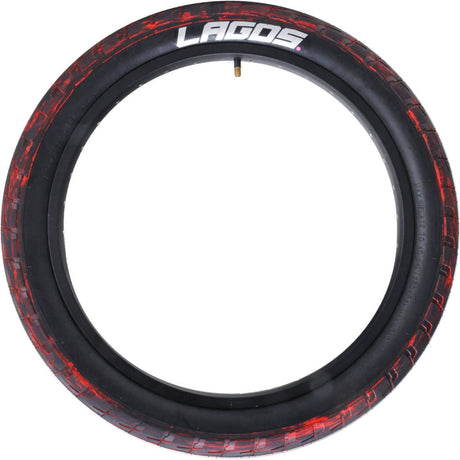 Mafiabike LC 20" BMX Tyres (Pair) - Red/Black Marble/Blackwall