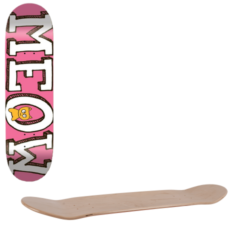 Meow Logo Skateboard Deck - Pink 7.75''