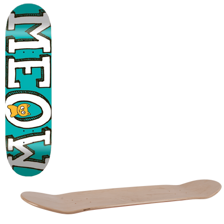 Meow Logo Skateboard Deck - Teal 8''