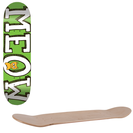 Meow Logo Skateboard Deck - Green 8.25''