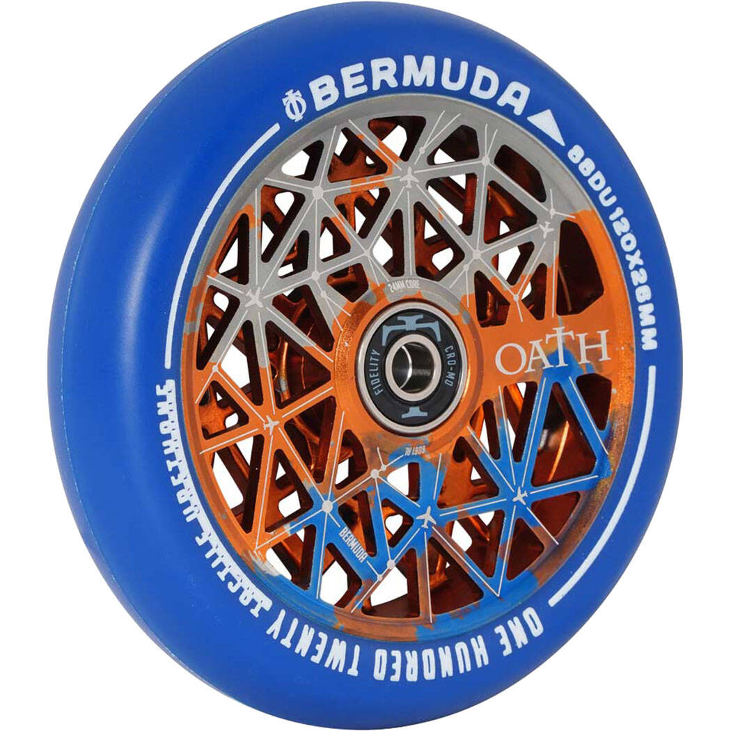 Oath Bermuda Alloy Core 120mm Scooter Wheels (Pair) - Orange/Blue/Titanium