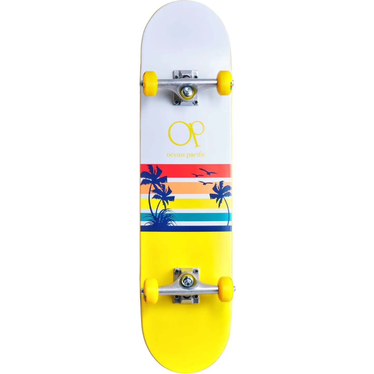 Ocean Pacific Sunset Complete Skateboard - White/Yellow 7.75"