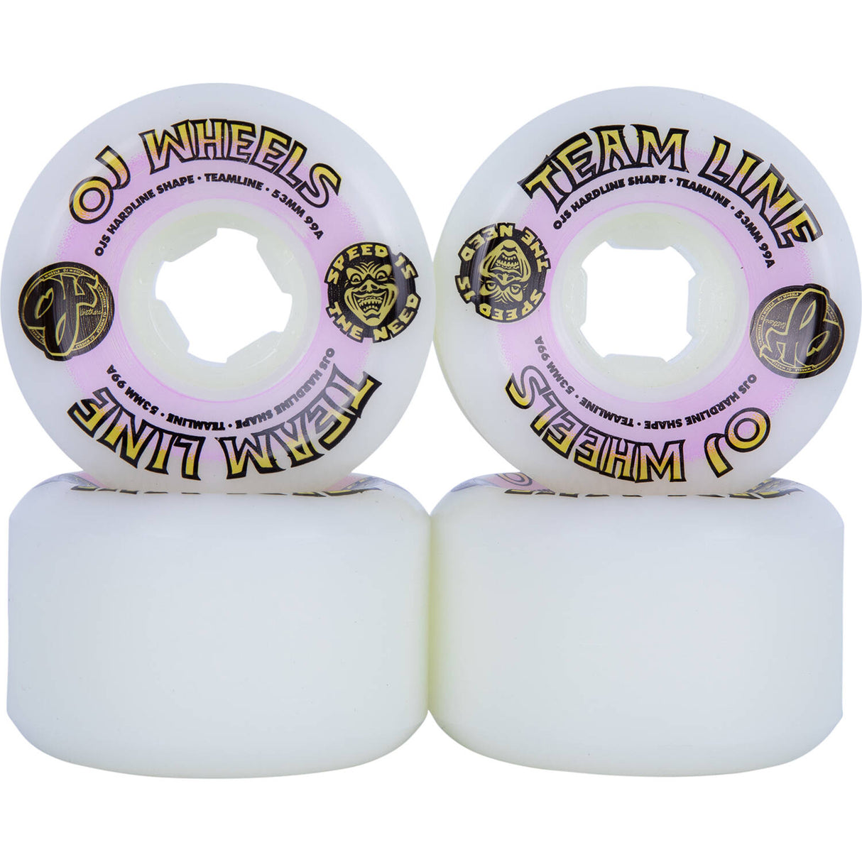 OJ Team Hardline 99a Skateboard Wheels - White 53mm