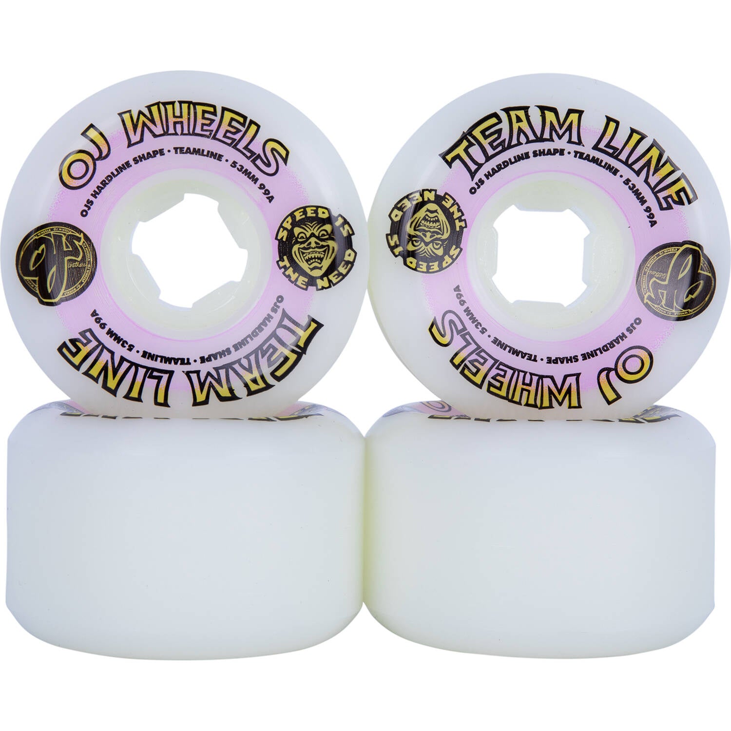 OJ Team Hardline 99a Skateboard Wheels - White 53mm