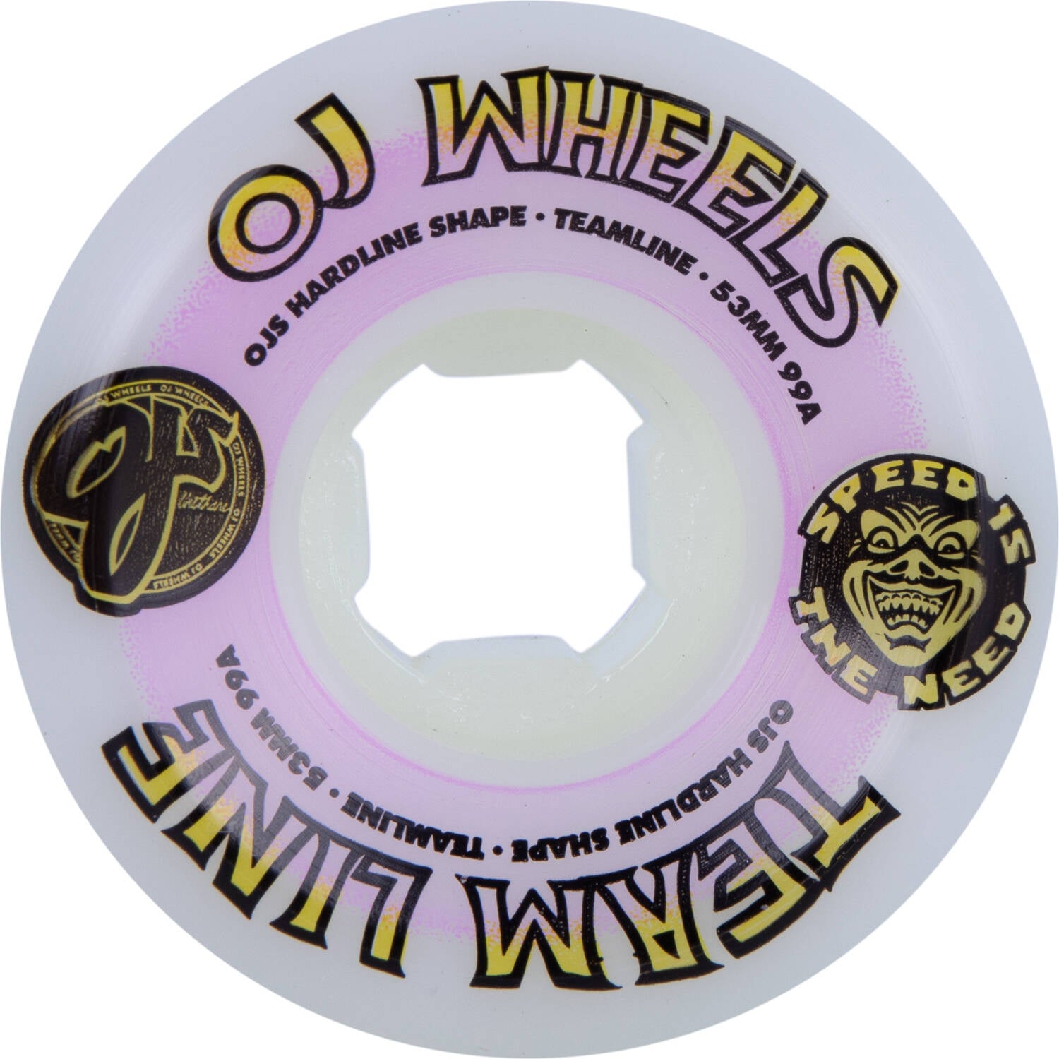 OJ Team Hardline 99a Skateboard Wheels - White 53mm