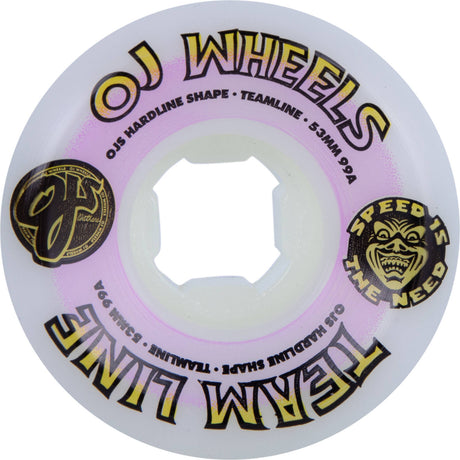 OJ Team Hardline 99a Skateboard Wheels - White 53mm
