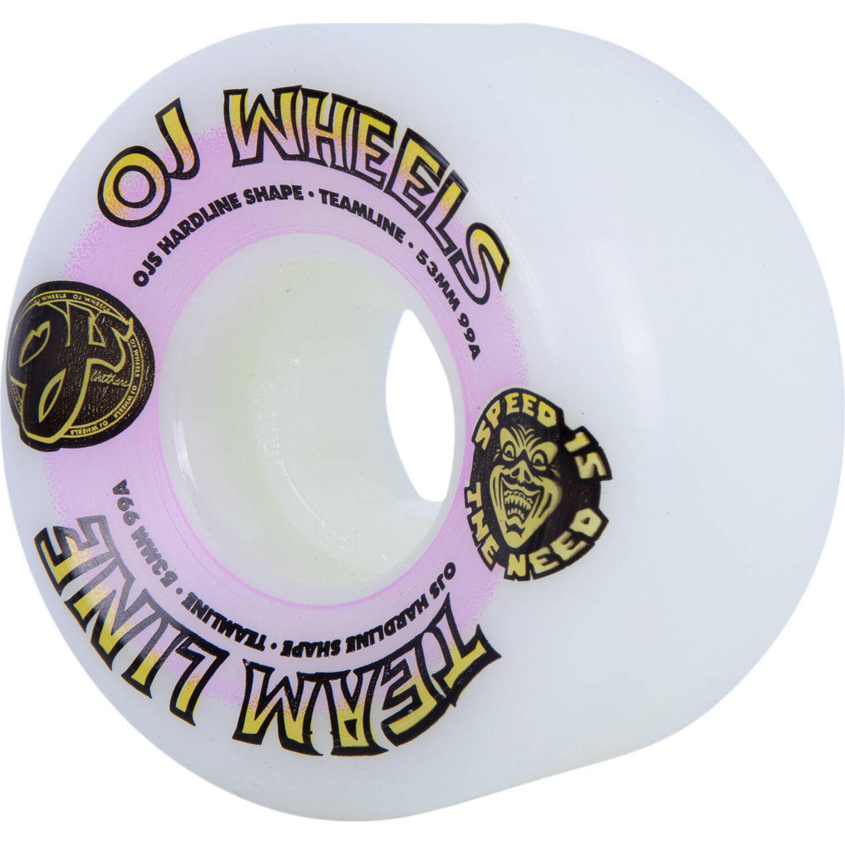 OJ Team Hardline 99a Skateboard Wheels - White 53mm