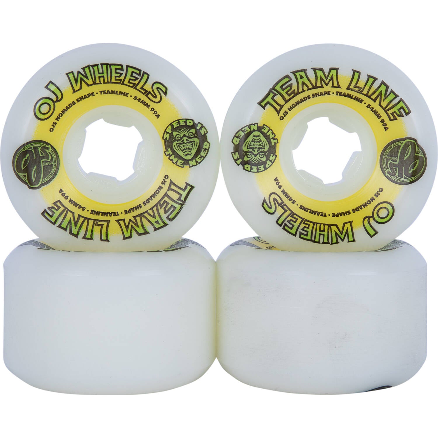 OJ Team Hardline 99a Skateboard Wheels - White 54mm