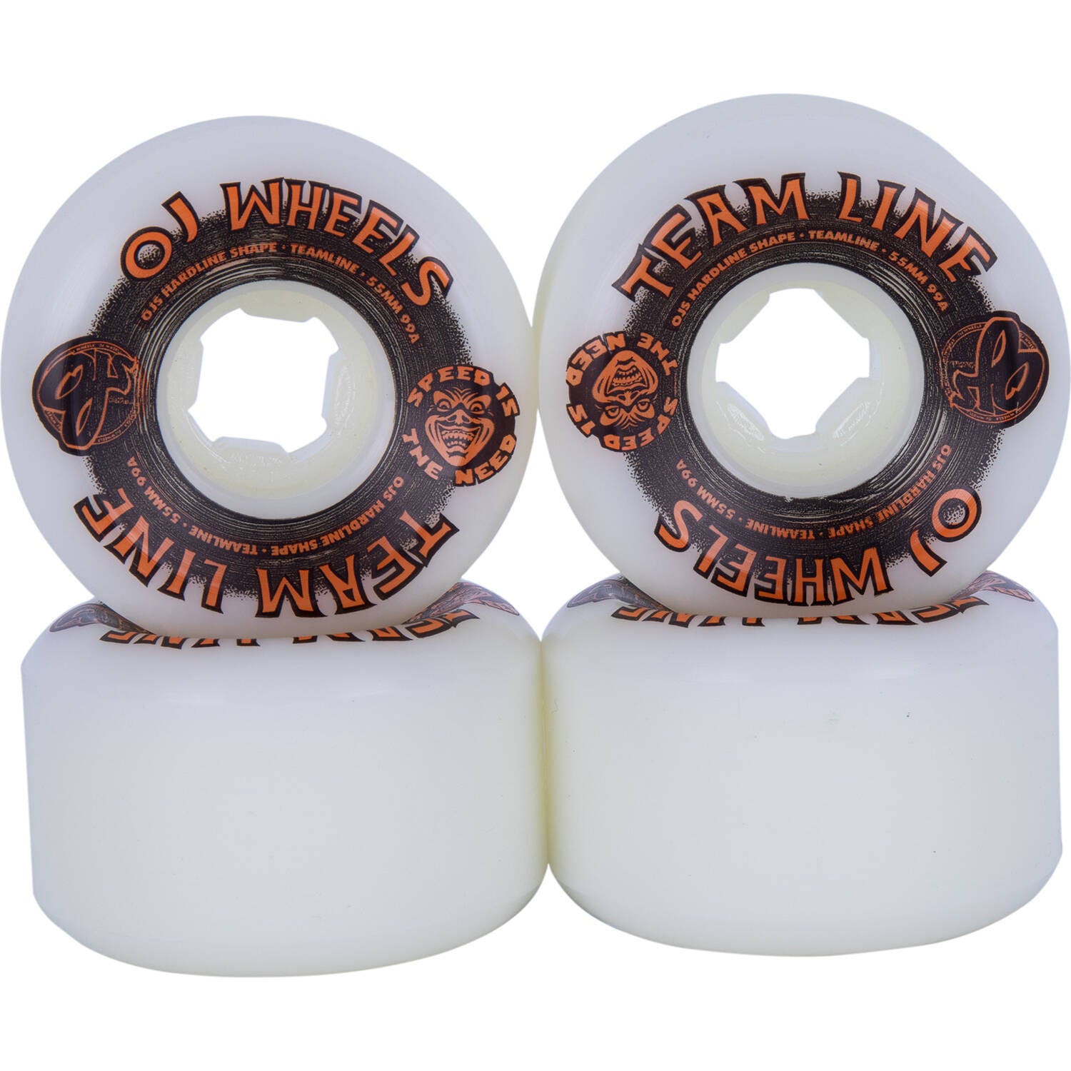 OJ Team Hardline 99a Skateboard Wheels - White 55mm