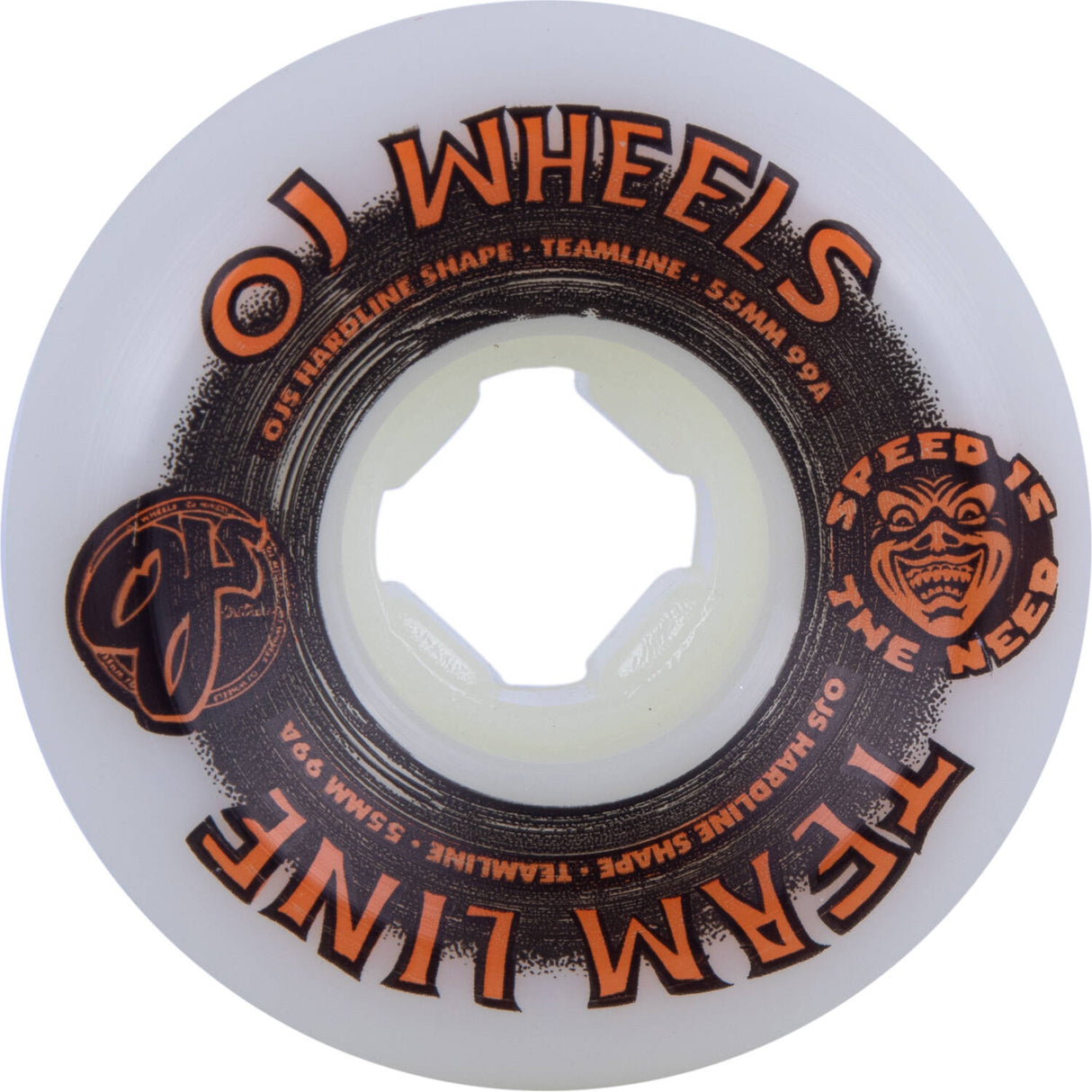 OJ Team Hardline 99a Skateboard Wheels - White 55mm