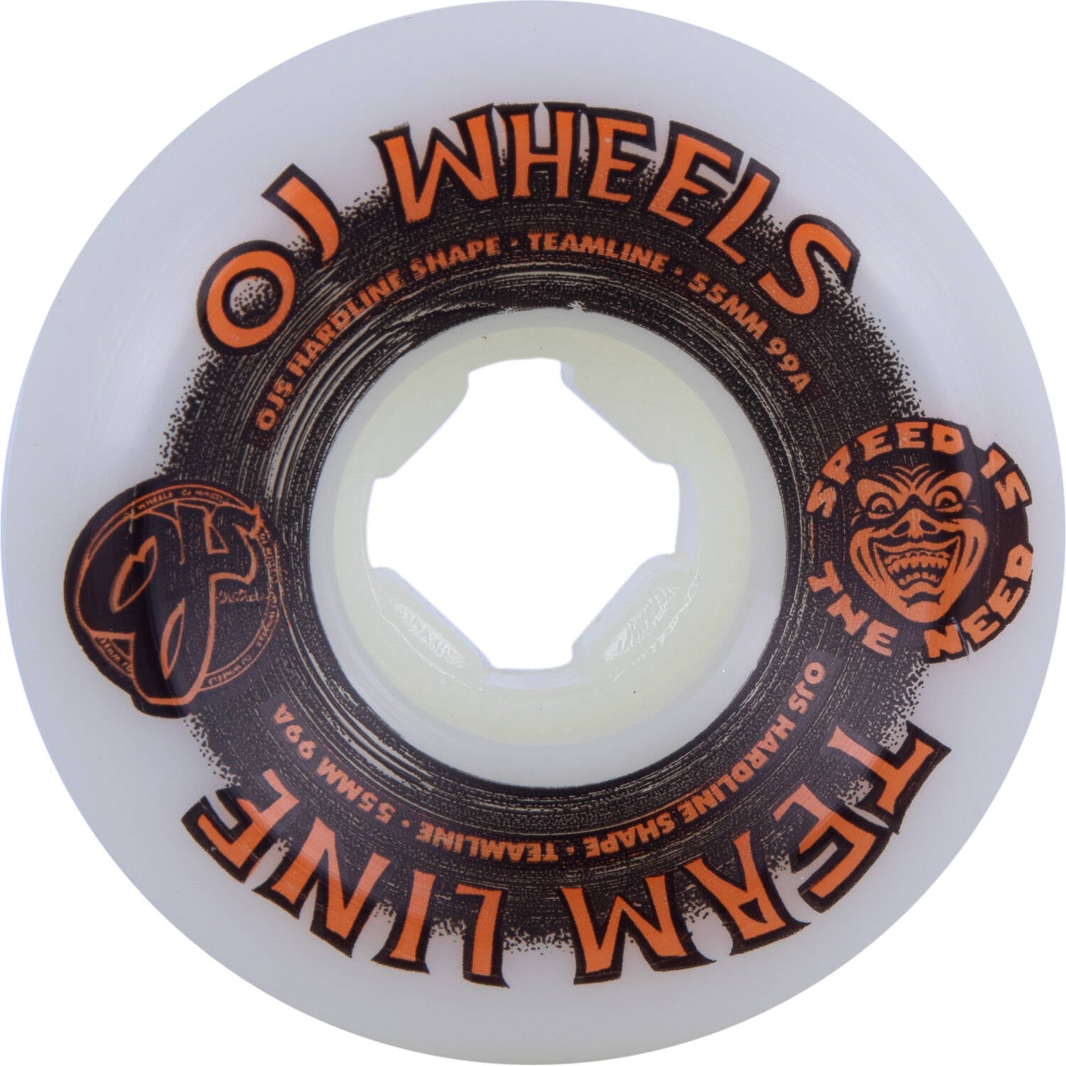 OJ Team Hardline 99a Skateboard Wheels - White 55mm
