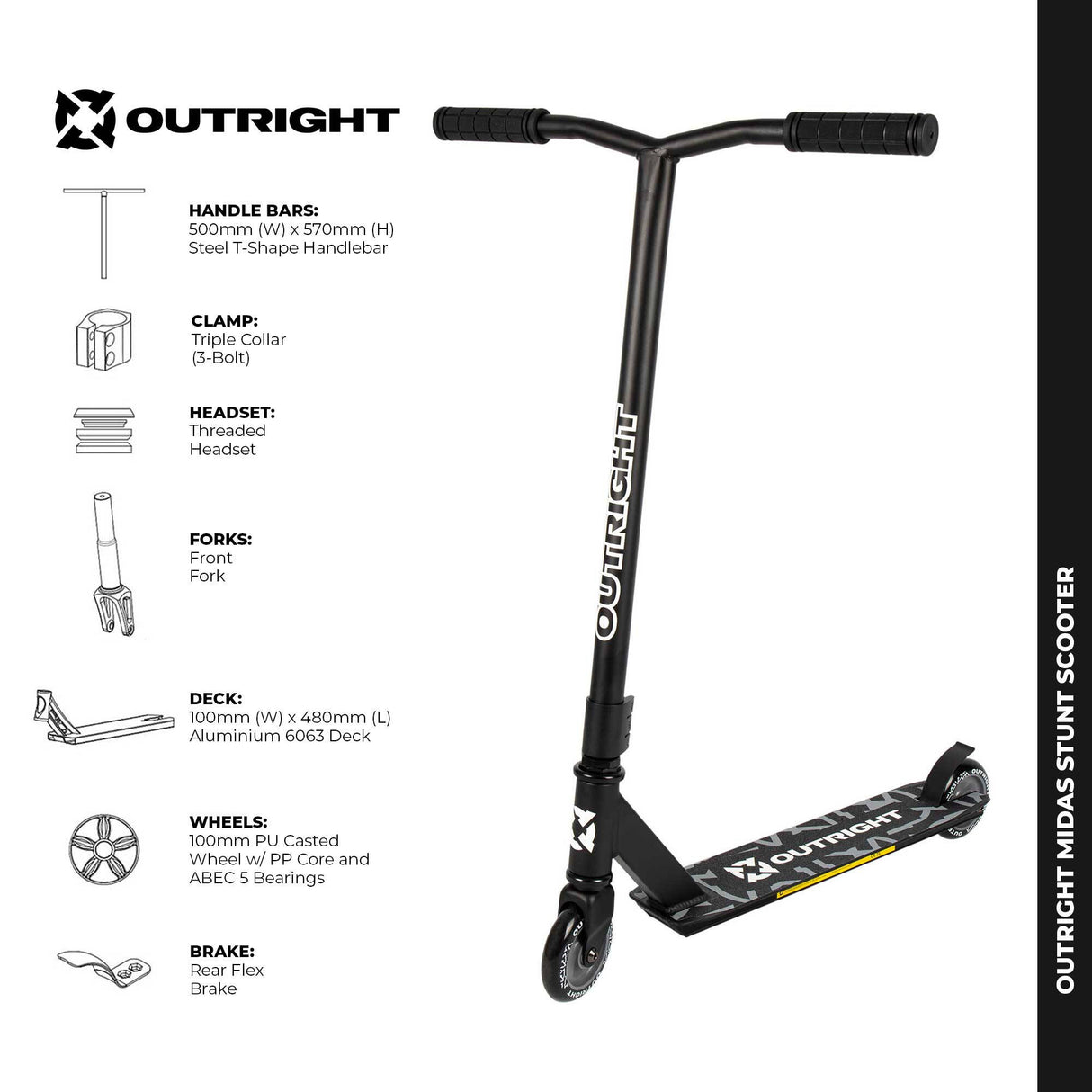 Outright Midas Stunt Scooter - Black
