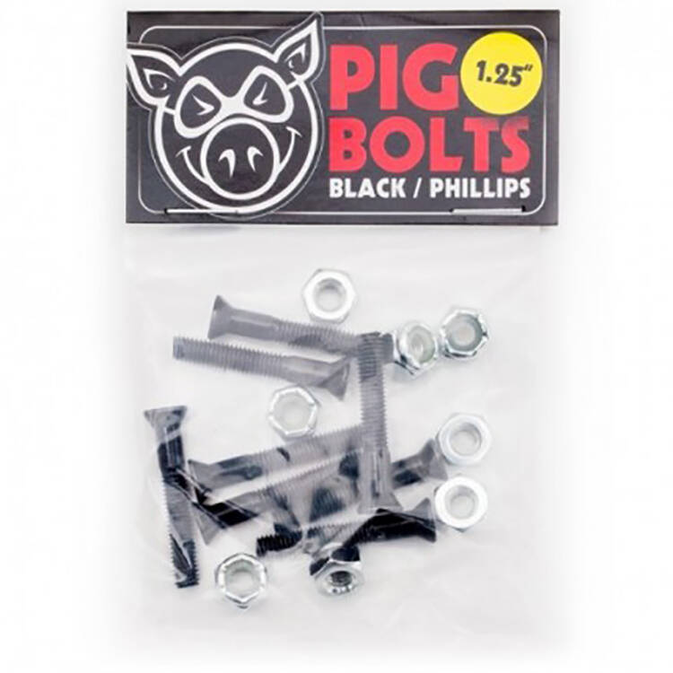 Pig Wheels 1.25" Phillips Skateboard Truck Bolts - Black