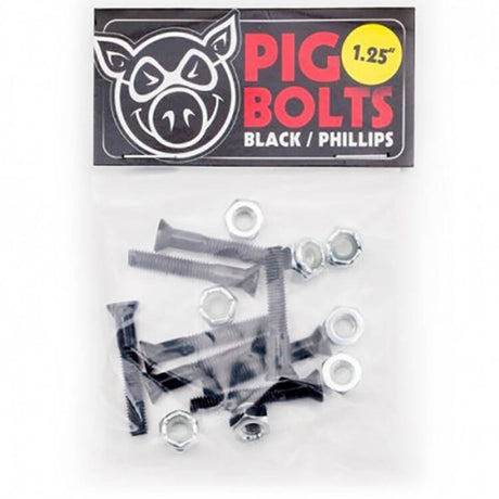 Pig Wheels 1.25" Phillips Skateboard Truck Bolts - Black