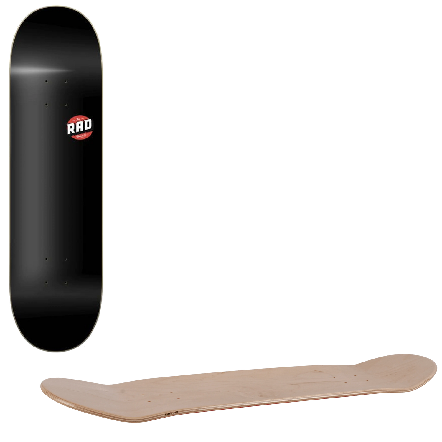 Rad Blank Logo Skateboard Deck - Black Maple 8"