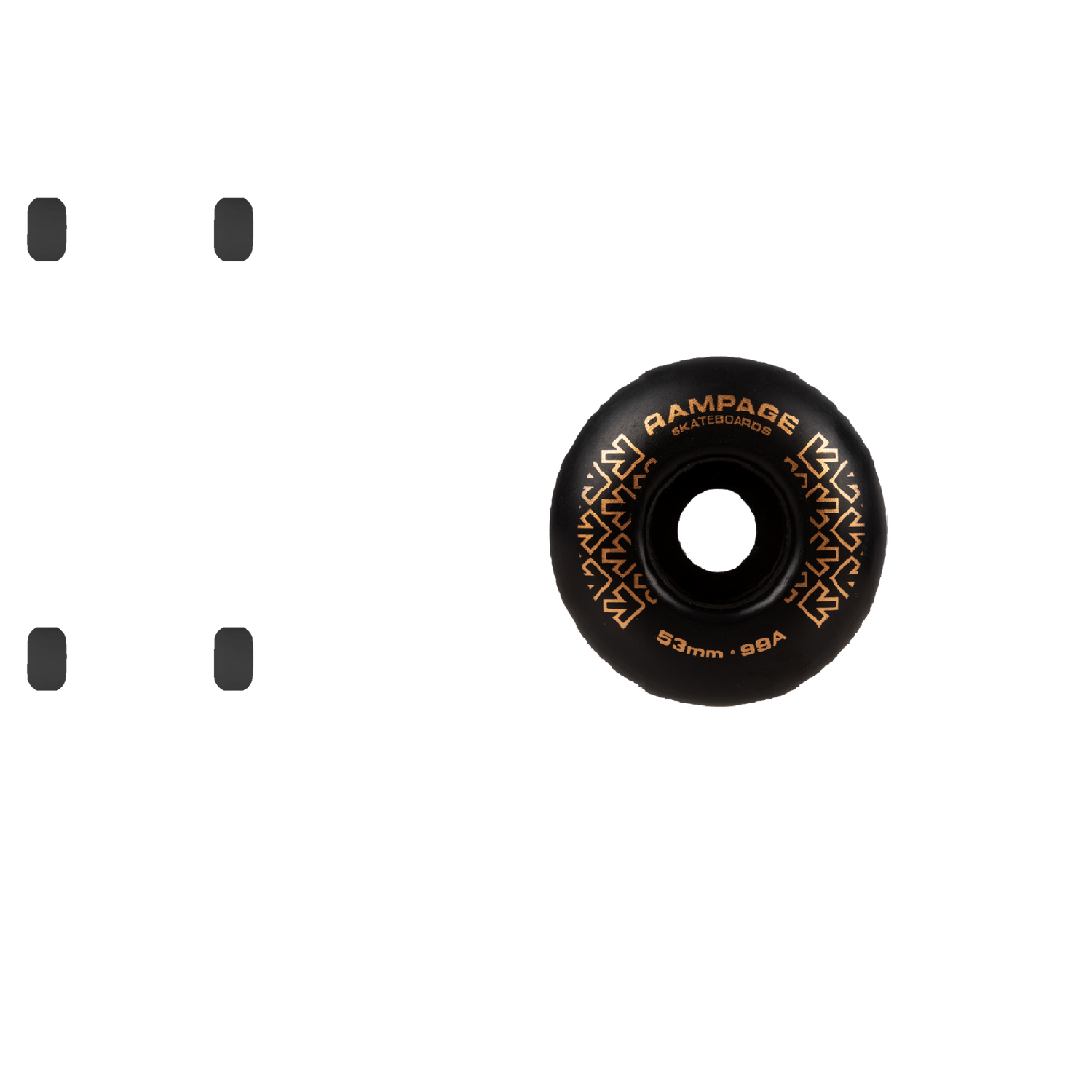 Rampage 99A Skateboard Wheels Black/Gold - 53 x 31mm