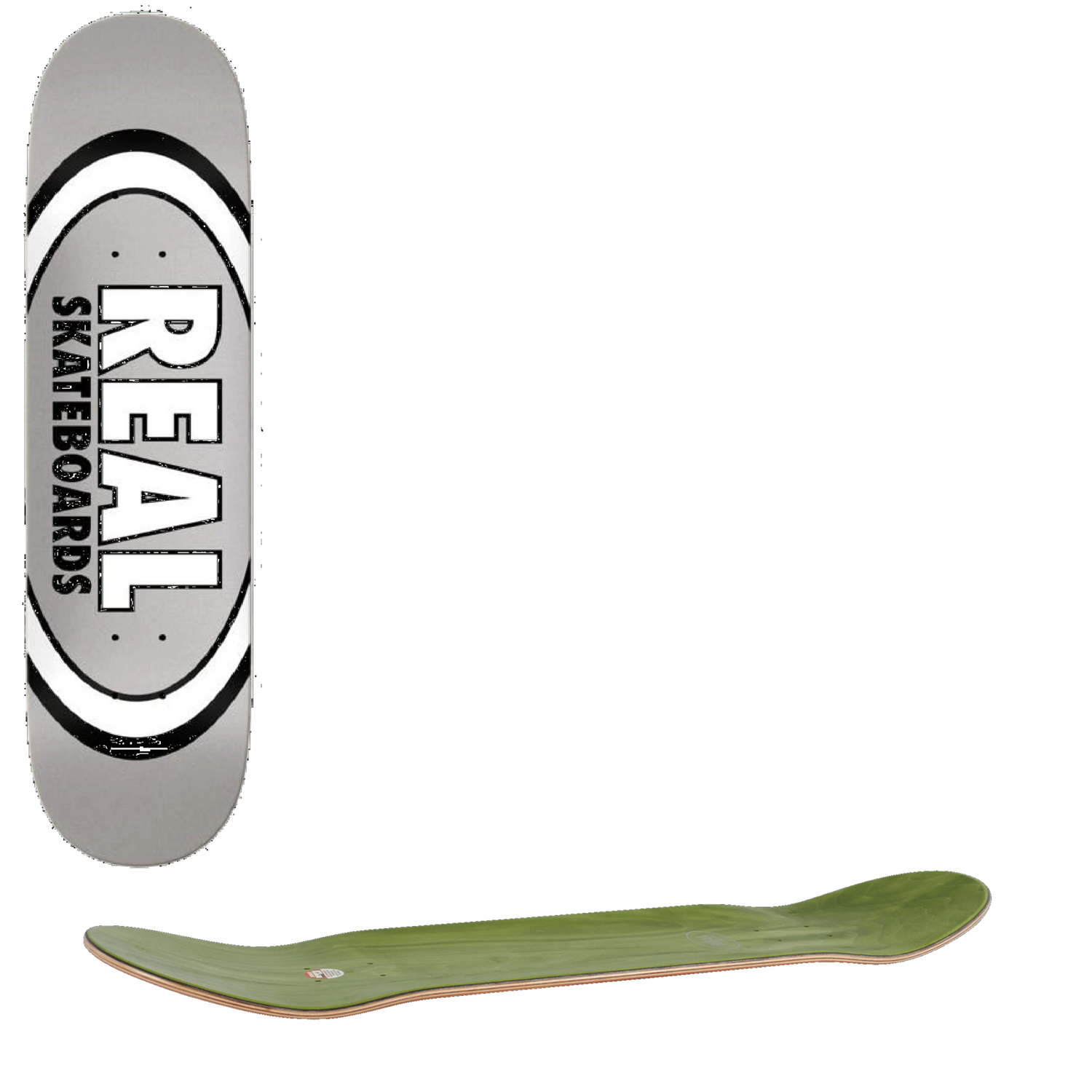 Real Team Classic Oval True Mid Skateboard Deck - Silver 7.75
