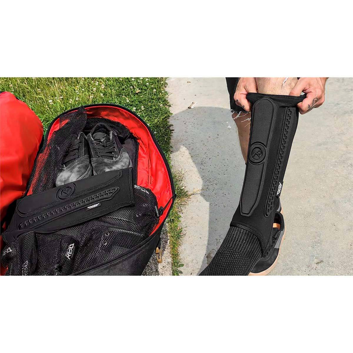 REKD Energy Covert Long Shin Guards - Black
