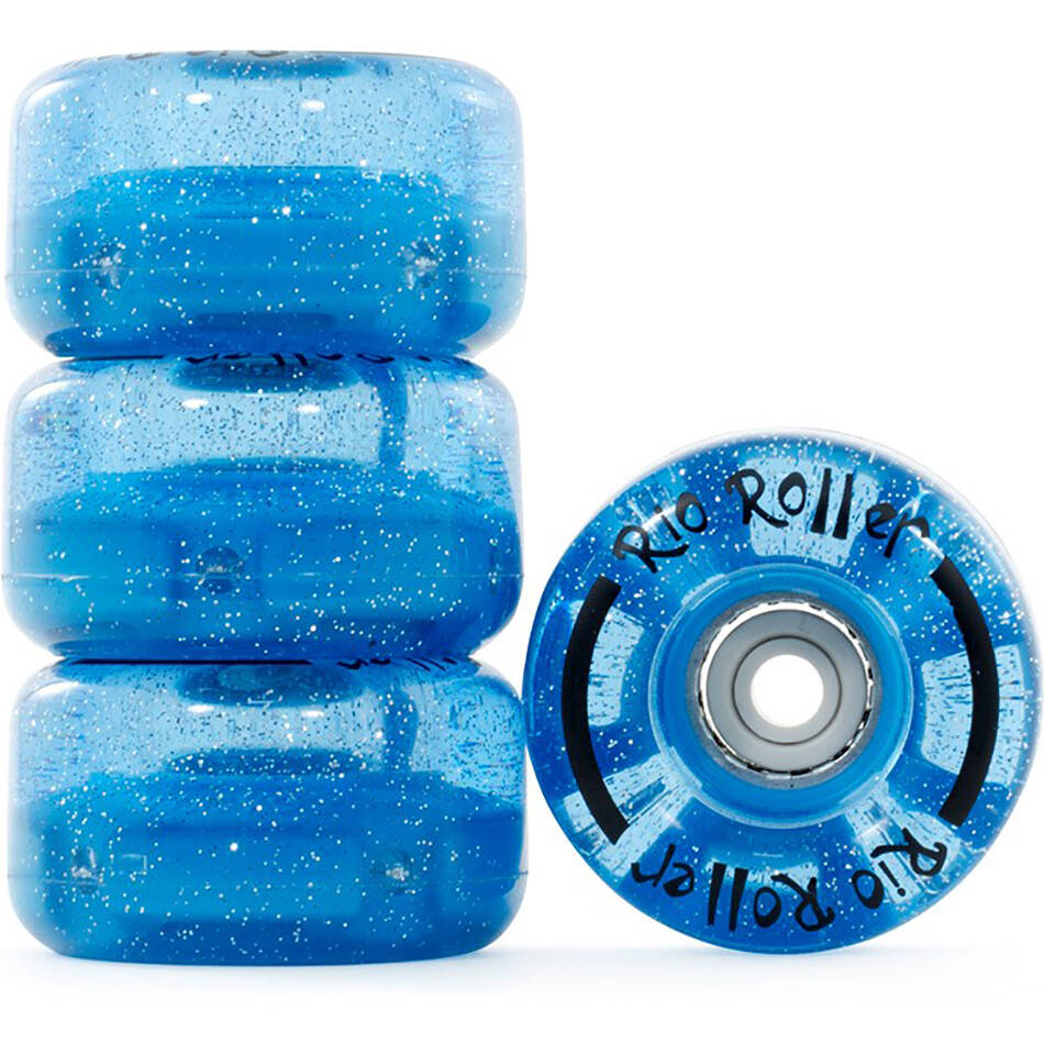 Rio Roller Light Up Quad Roller Skate 58mm Wheels - Blue Glitter