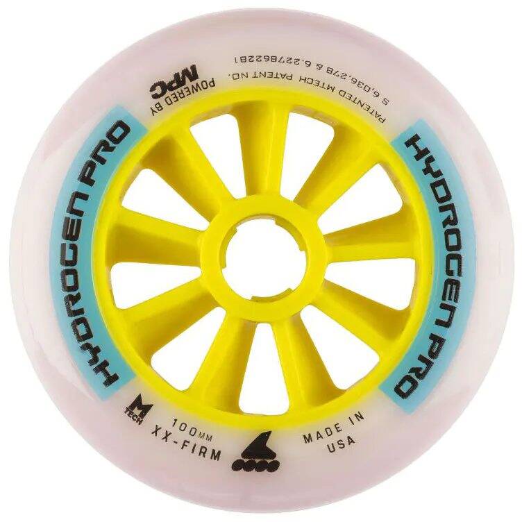 Rollerblade Hydrogen Pro 100mm XX-Firm Inline Skate Wheels - White/Blue