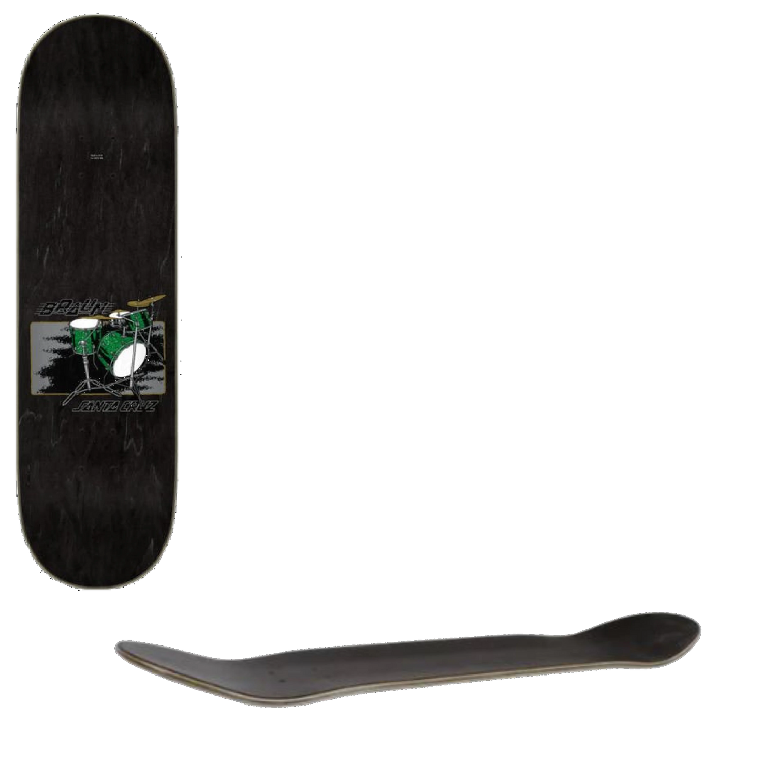 Santa Cruz Braun Drum Kit Skateboard Deck - Black 8.25''