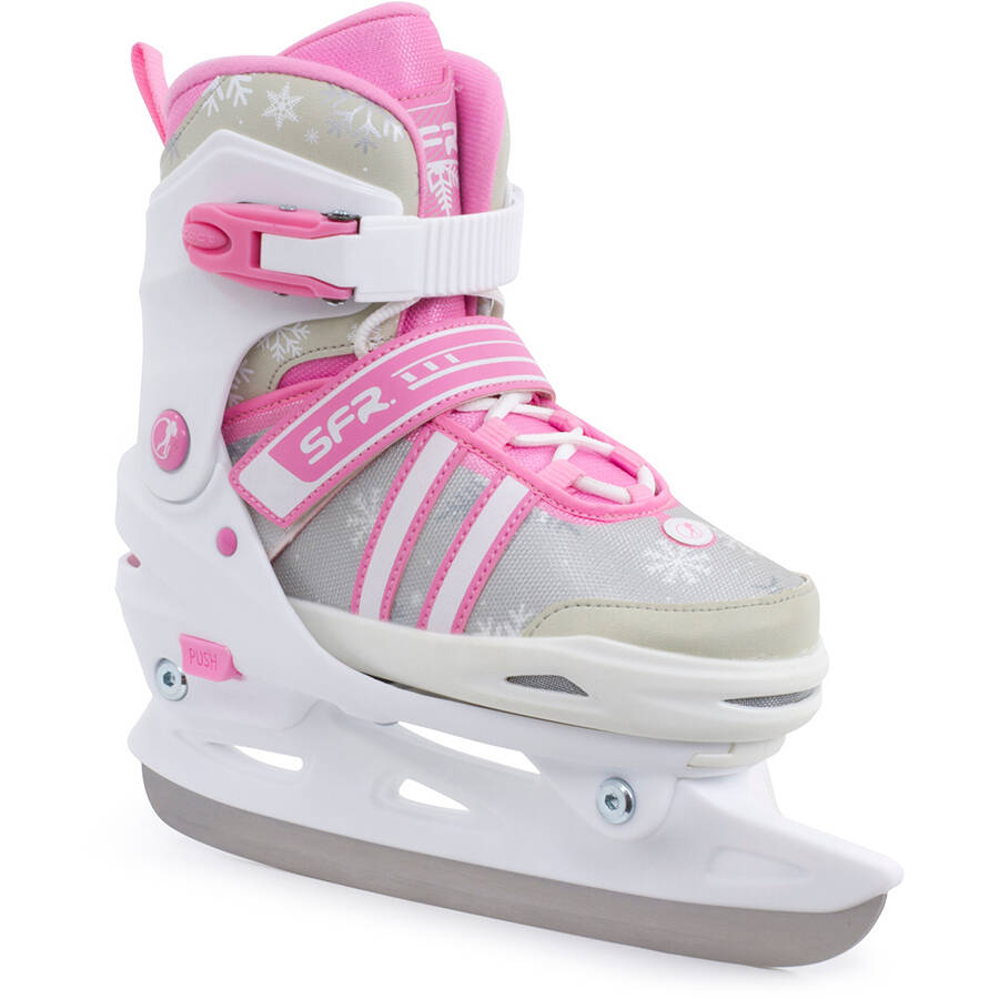 SFR Nova Adjustable Ice Skates - White/Pink MED (J11 - UK1)