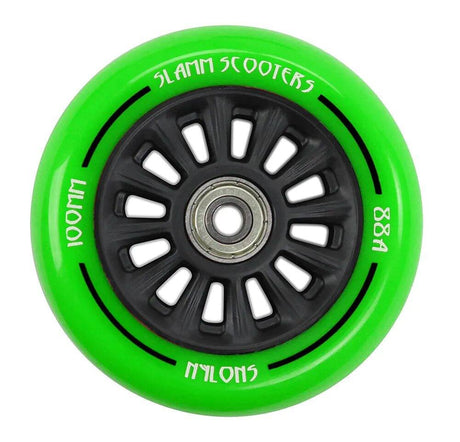 Slamm 100mm Nylon Core Wheel + Bearings - Black / Green