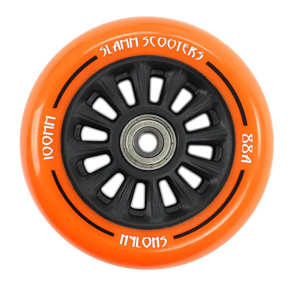 Slamm Nylon Core 100mm Wheel + Bearings - Black / Orange