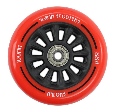 Slamm 100mm Nylon Core Wheel + Bearings - Black / Red