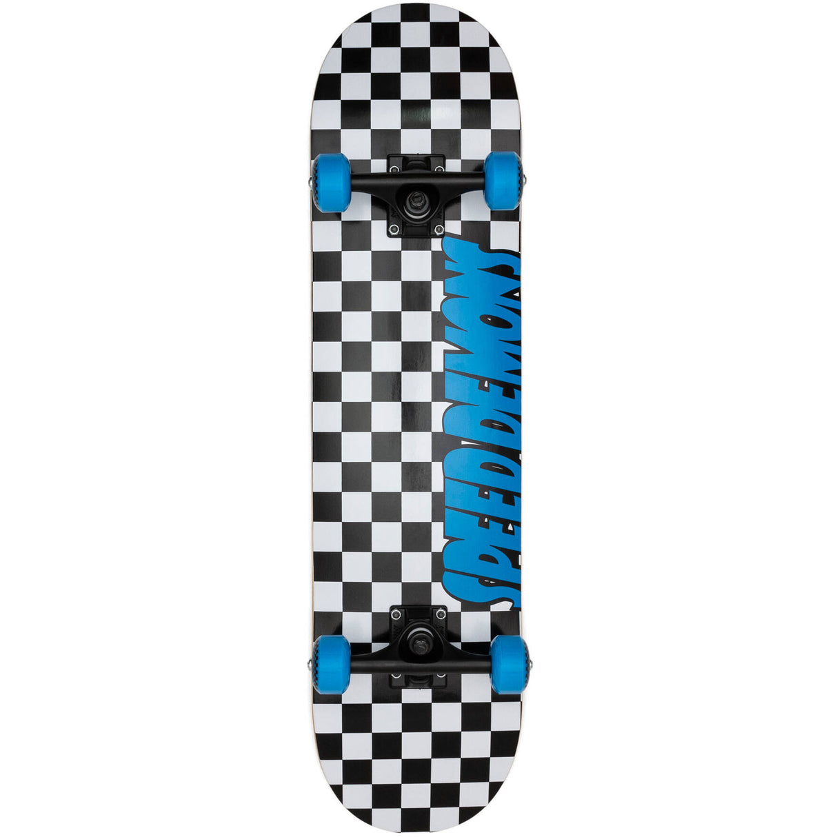 Speed Demons Checkers Complete Skateboard - Black/Blue 7.25"