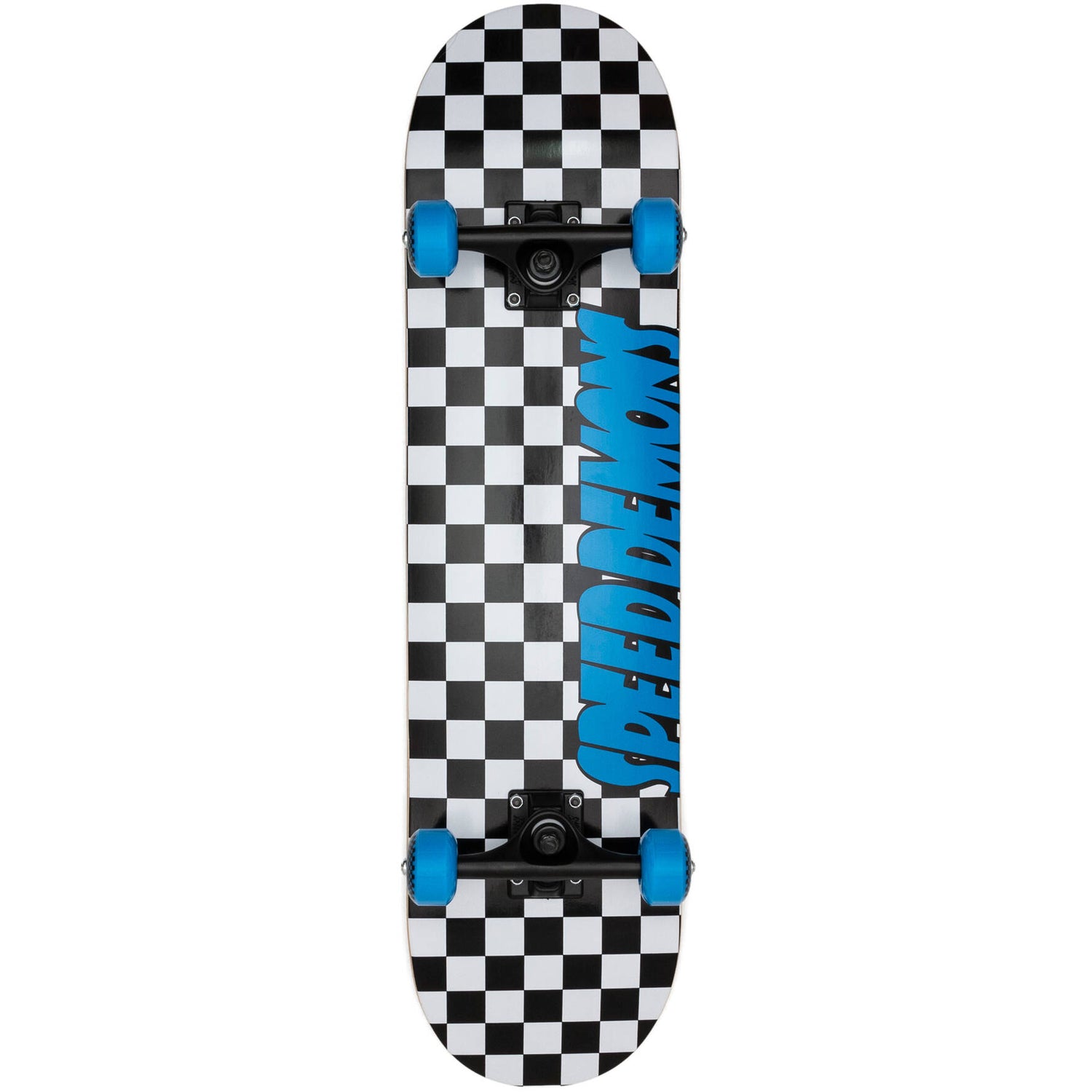 Speed Demons Checkers Complete Skateboard - Black/Blue 7.25"