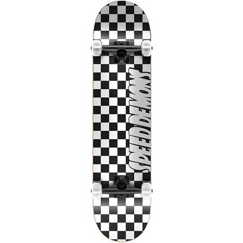 Speed Demons Checkers Complete Skateboard - Black/White 8''
