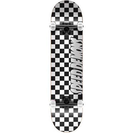 Speed Demons Checkers Complete Skateboard - Black/White 8''