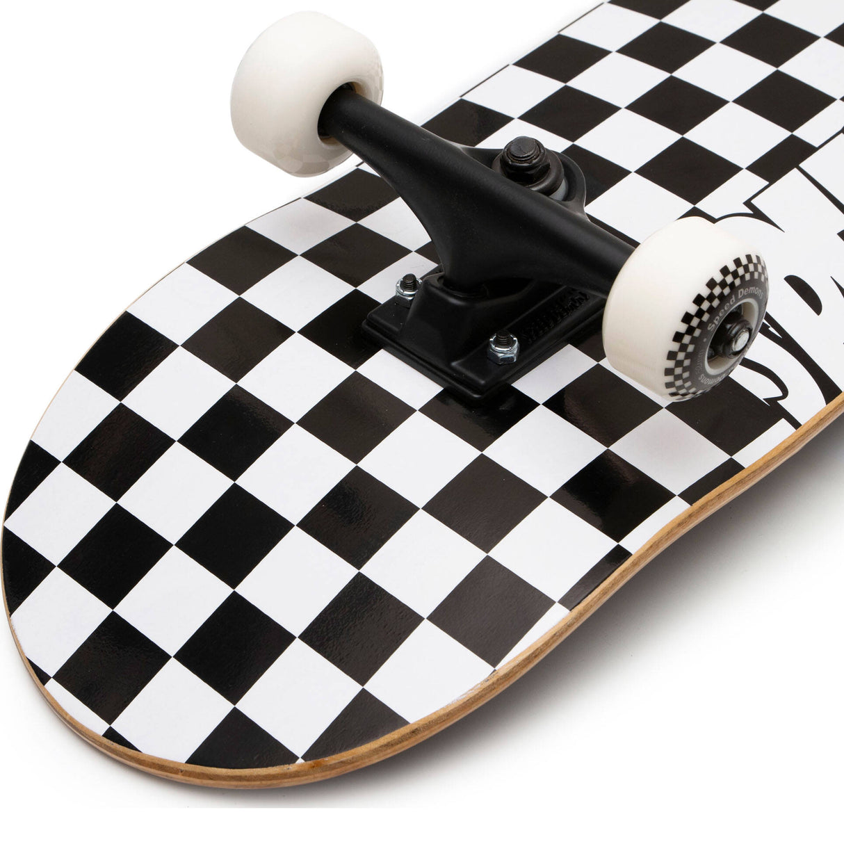 Speed Demons Checkers Complete Skateboard - Black/White 8''