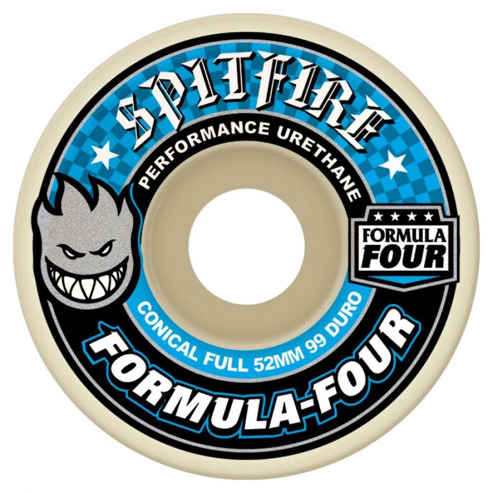 Spitfire Formula Four Conical Full 99D Skateboard Wheels - Blue 52mm (Pack of 4)